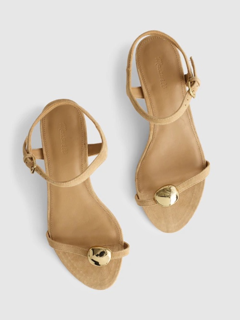 Madewell The Mila Sculpted Hardware Thong Sandal Suede Field Khaki 7
